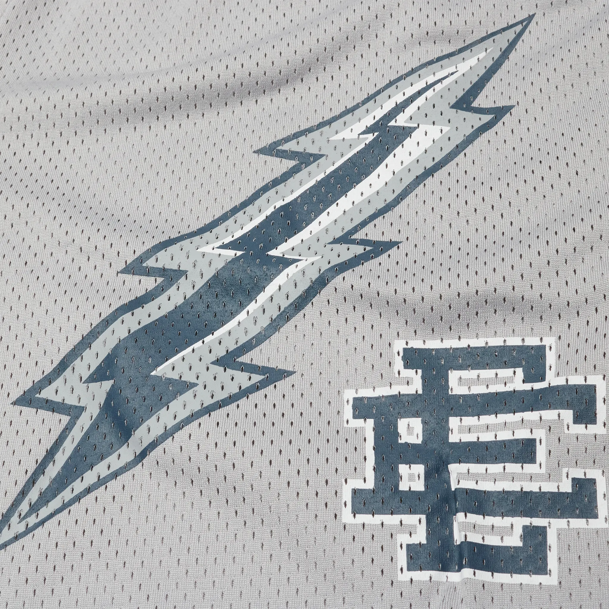 Detailed View of Eric Emanuel EE Maryland Grey Bolt Shorts (SS24)